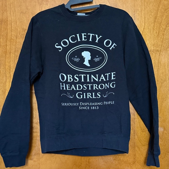 Sweaters - Jane Austen Black Graphic Crewneck Sweater